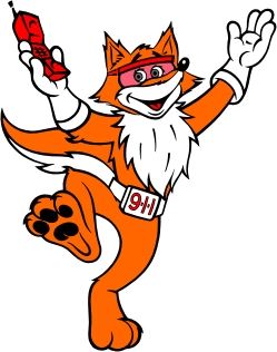 A cartoon fox holding a phone.