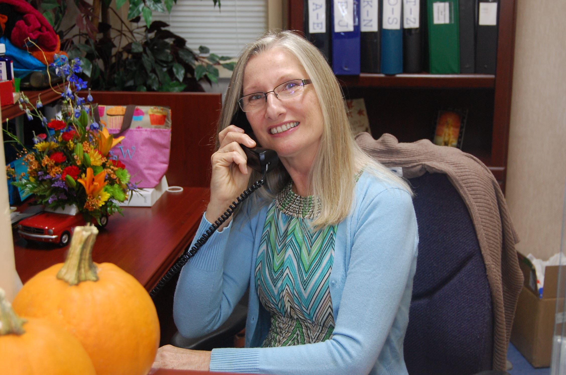 Volunteer answering the telephone